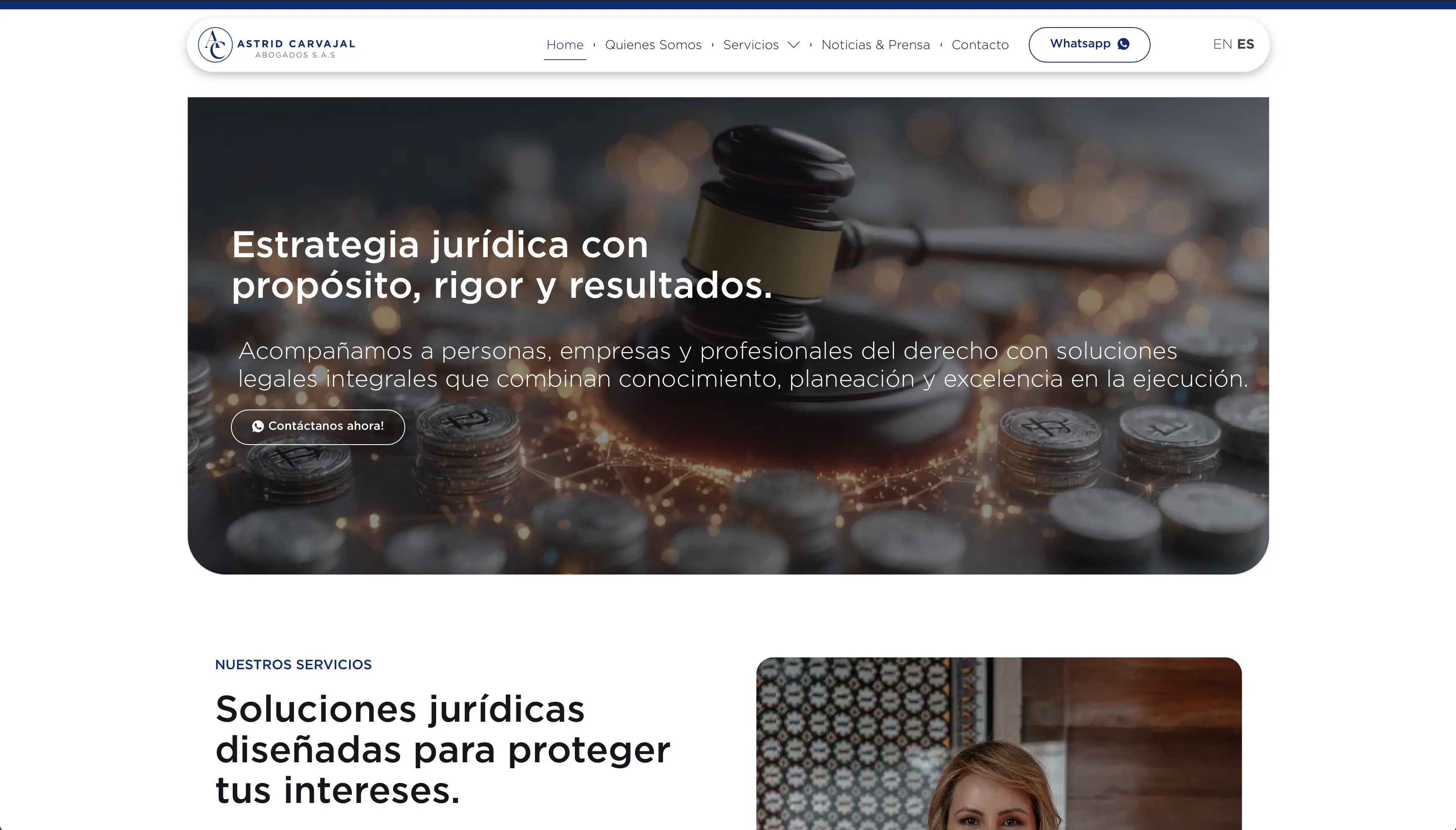 Sitio web corporativo para Astrid Carvajal Abogados