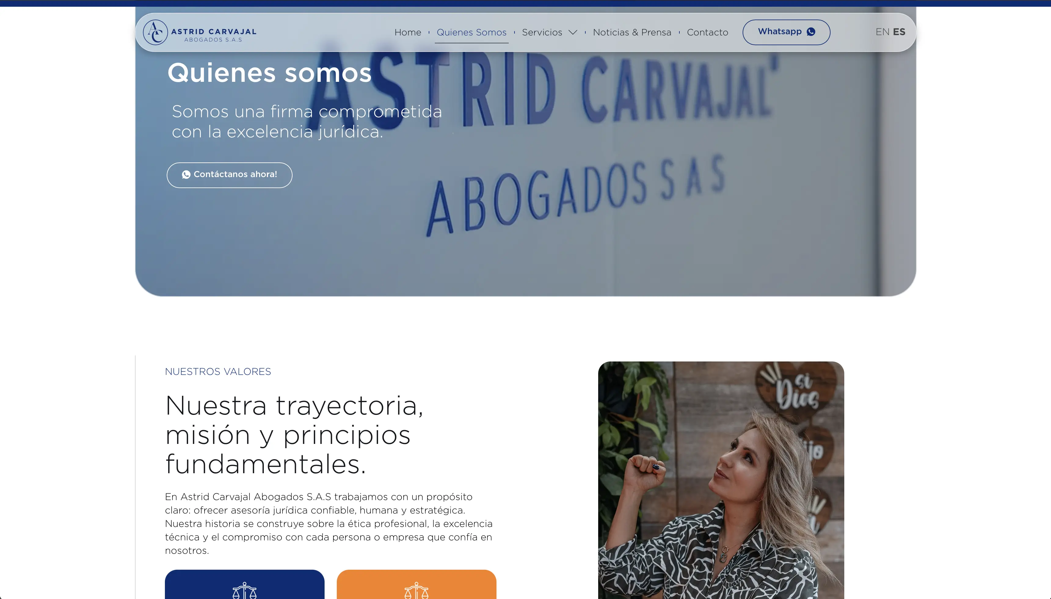 Sitio web corporativo para Astrid Carvajal Abogados
