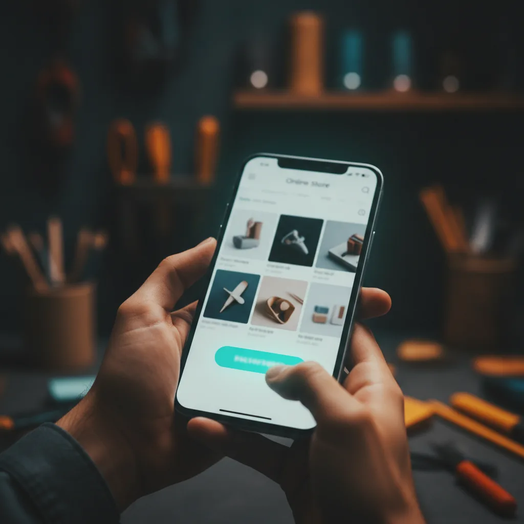 Tienda en línea colombiana vista en un celular con catálogo y botón de pago